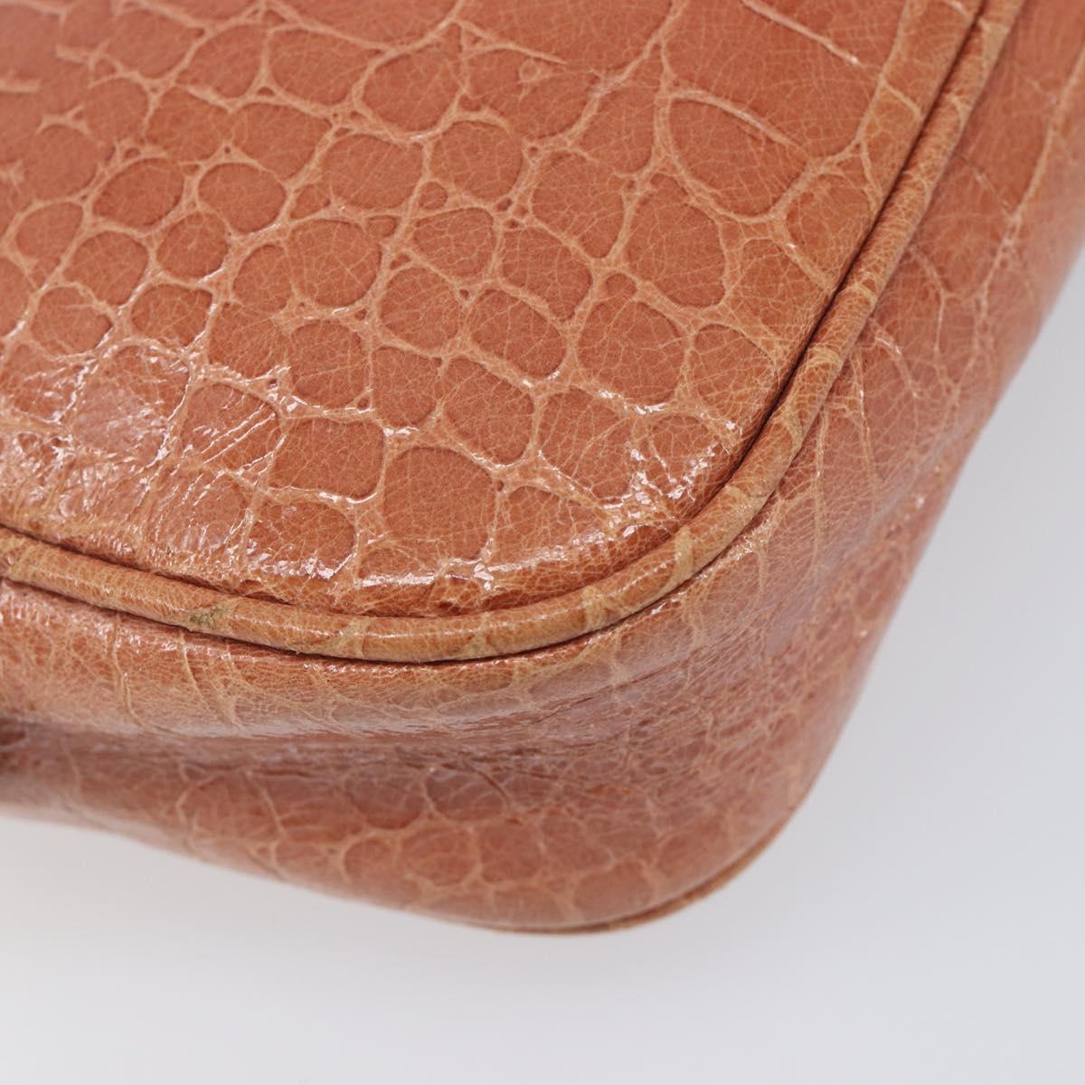 Miu Miu Shoulder Bag Leather Embossed Brown Gold Auth 199420A