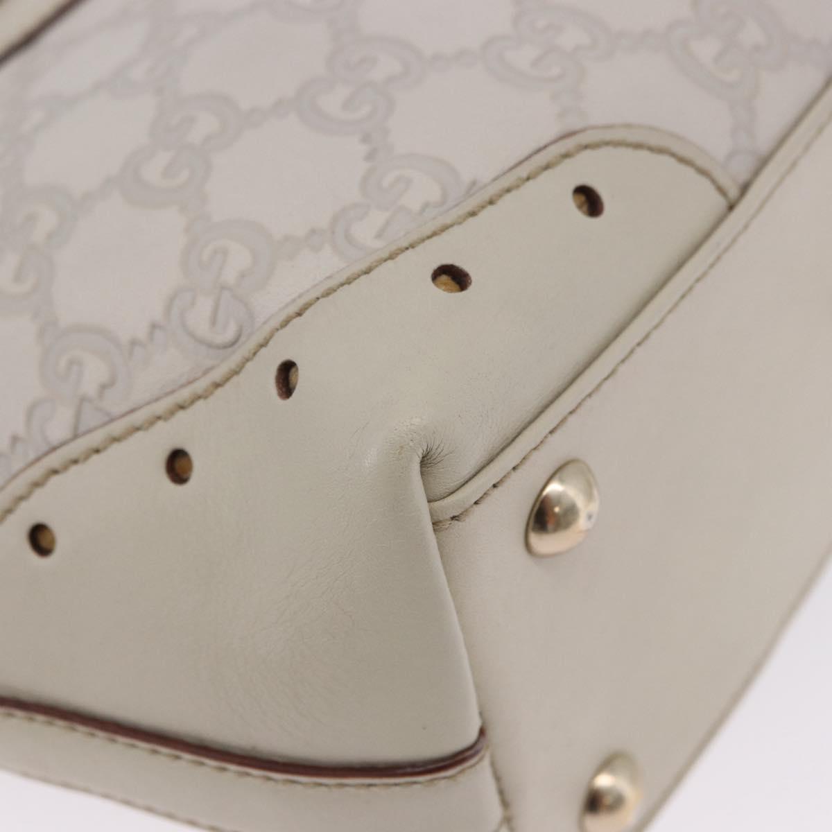 GUCCI GG Canvas Guccissima Tote Bag Leather White Gold 145994 Auth 199421V