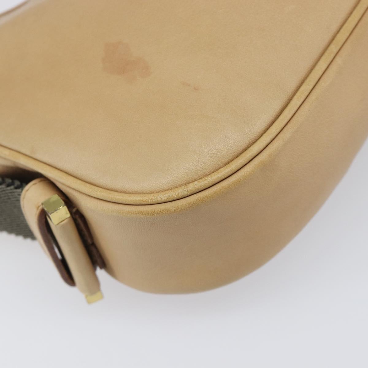 GUCCI Shoulder Bag Leather Beige Gold 92736 Auth 199423