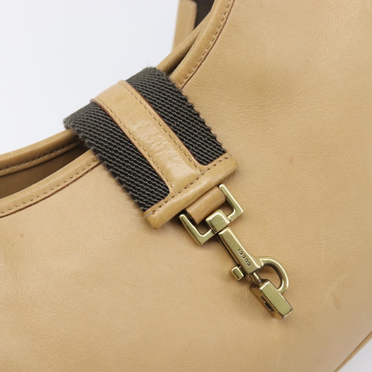 GUCCI Shoulder Bag Leather Beige Gold 92736 Auth 199423