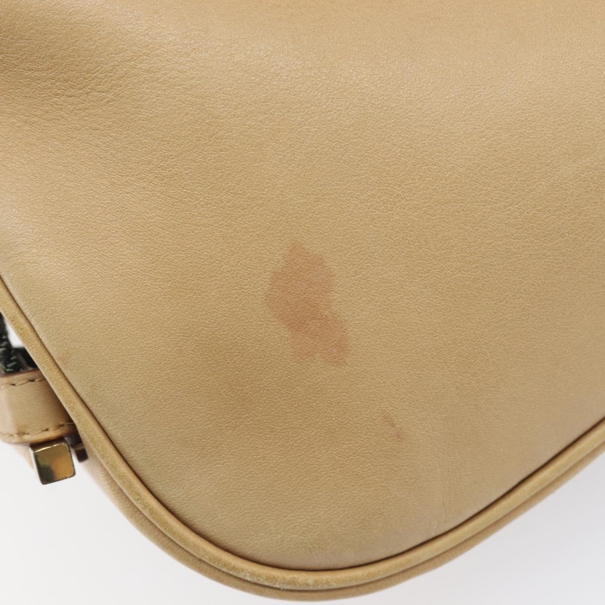 GUCCI Shoulder Bag Leather Beige Gold 92736 Auth 199423