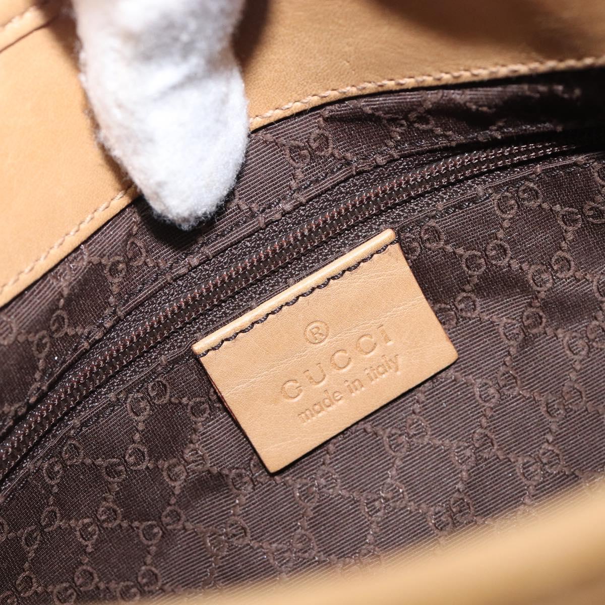 GUCCI Shoulder Bag Leather Beige Gold 92736 Auth 199423