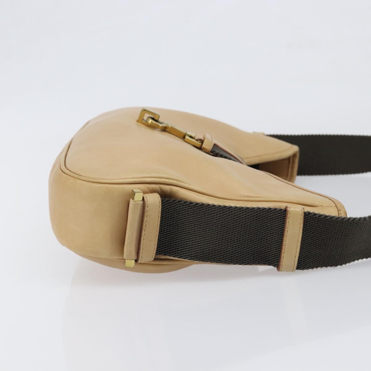 GUCCI Shoulder Bag Leather Beige Gold 92736 Auth 199423