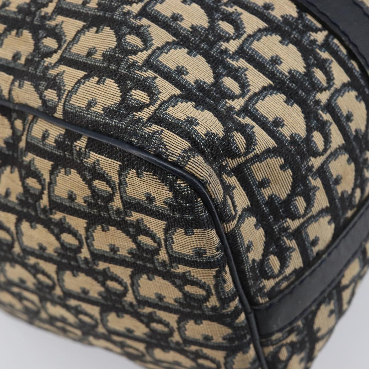 Christian Dior Trotter Canvas Boston Bag Navy Silver Auth 199424