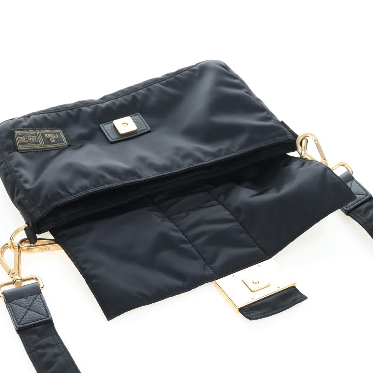 FENDI Porter Collaboration Mamma Baguette Bag Nylon 2way Black Auth 199426SAM