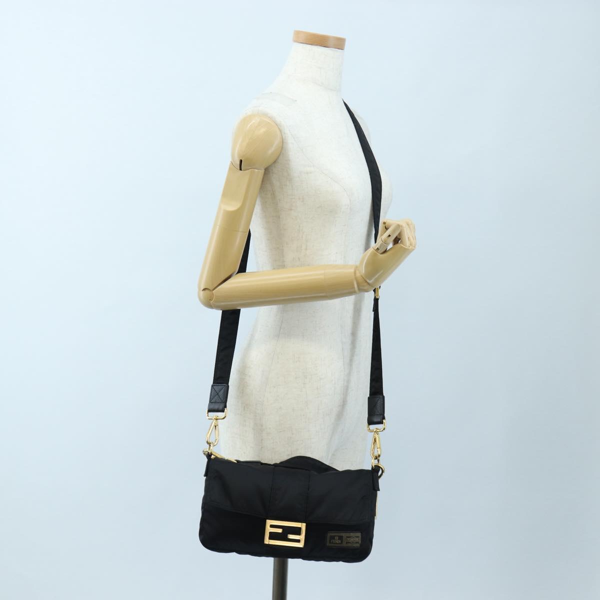 FENDI Porter Collaboration Mamma Baguette Bag Nylon 2way Black Auth 199426SAM