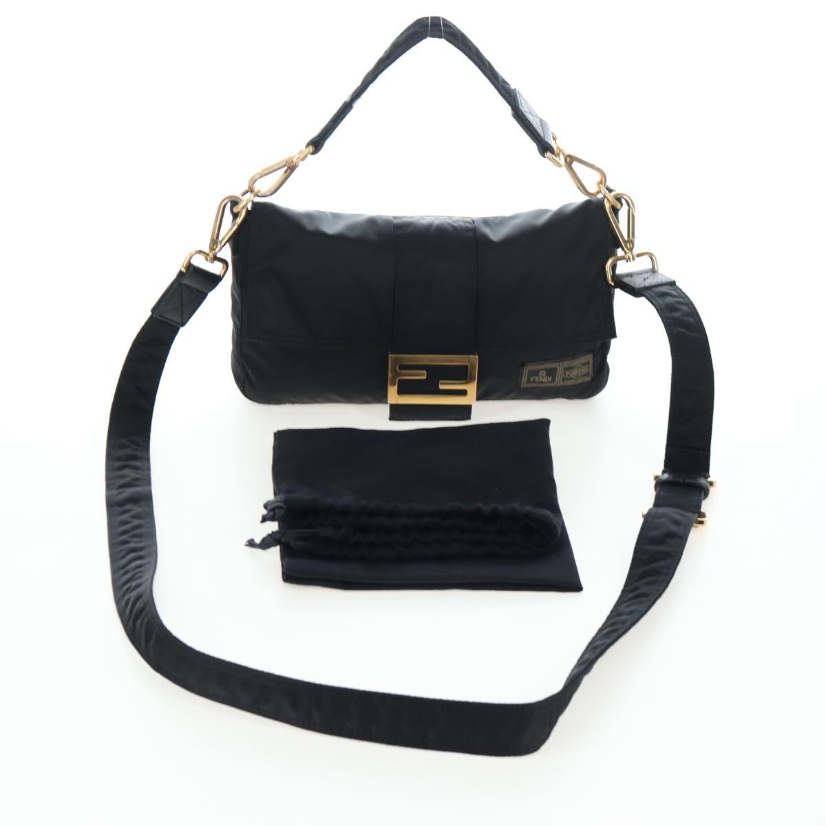 FENDI Porter Collaboration Mamma Baguette Bag Nylon 2way Black Auth 199426SAM