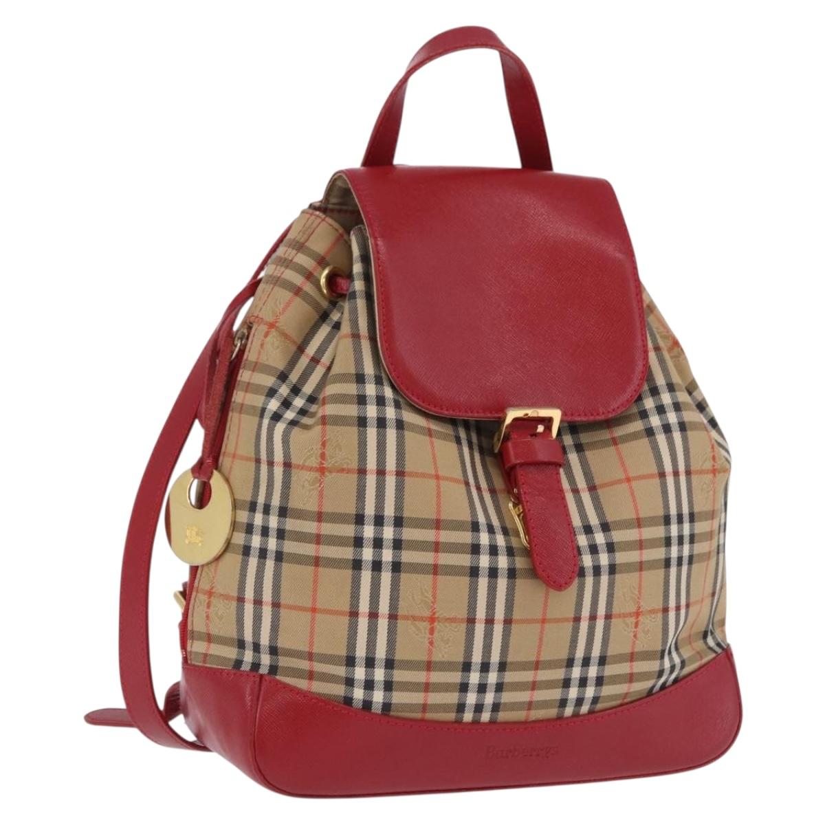 Burberrys Nova Check Backpack Canvas Beige Gold Auth 199427V