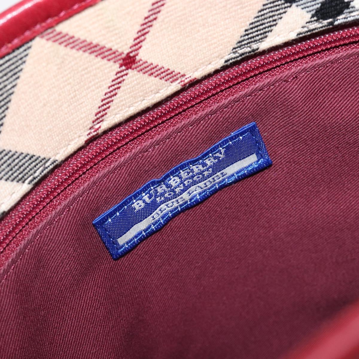 BURBERRY Nova Check Blue Label Shoulder Bag Canvas Beige Silver Auth 199428