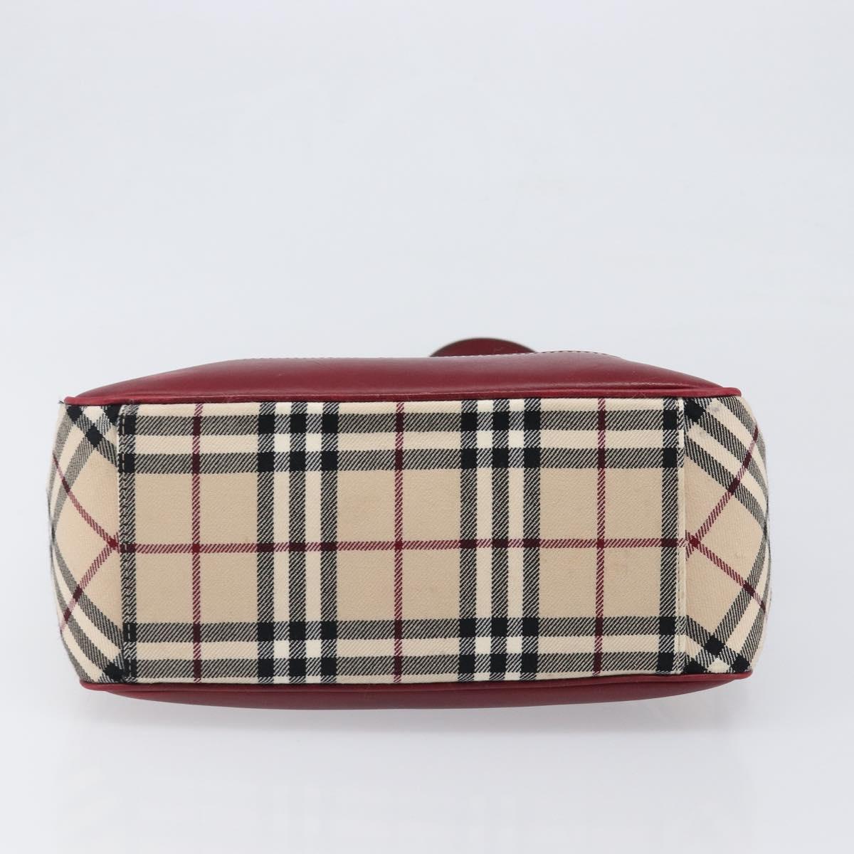 BURBERRY Nova Check Blue Label Shoulder Bag Canvas Beige Silver Auth 199428