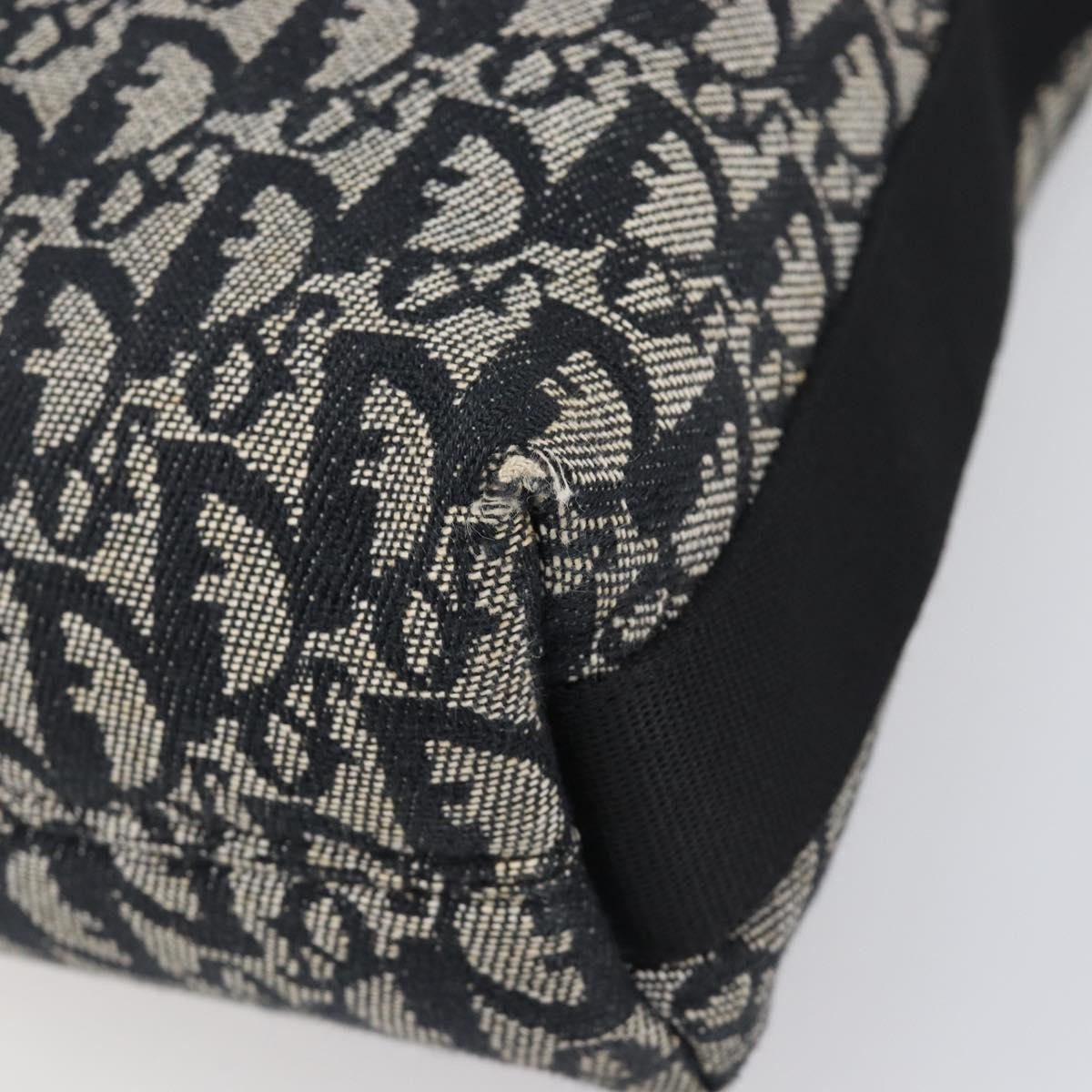 Christian Dior Trotter Canvas Shoulder Bag Black Silver Auth 199429