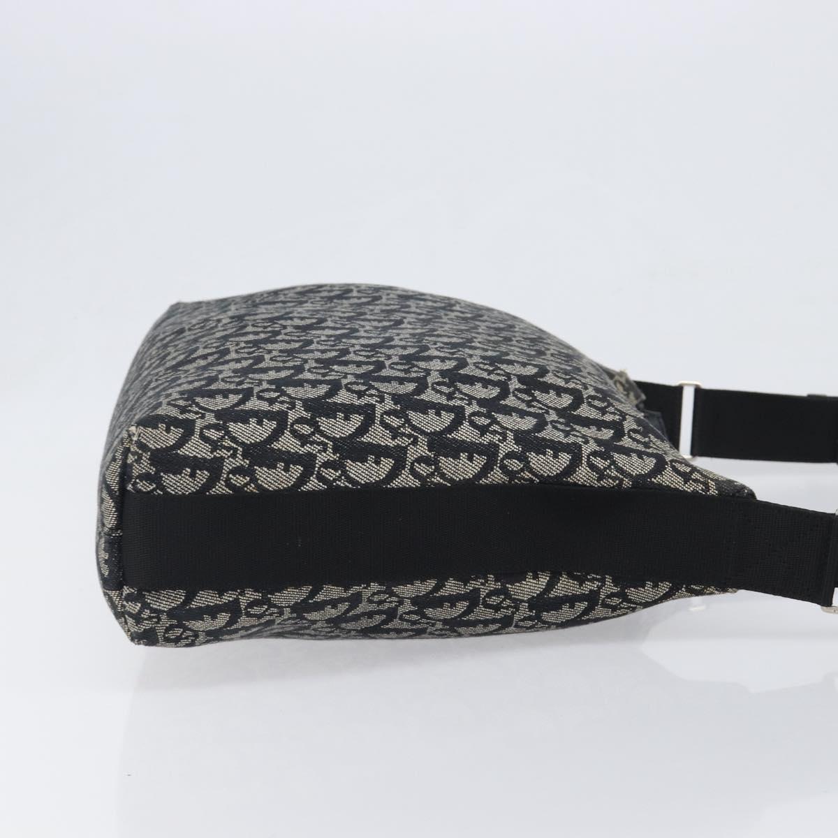 Christian Dior Trotter Canvas Shoulder Bag Black Silver Auth 199429