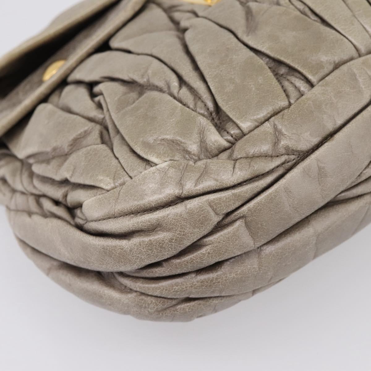 Miu Miu Matelasse Hand Bag Leather 2way Beige Gold Auth 199433V