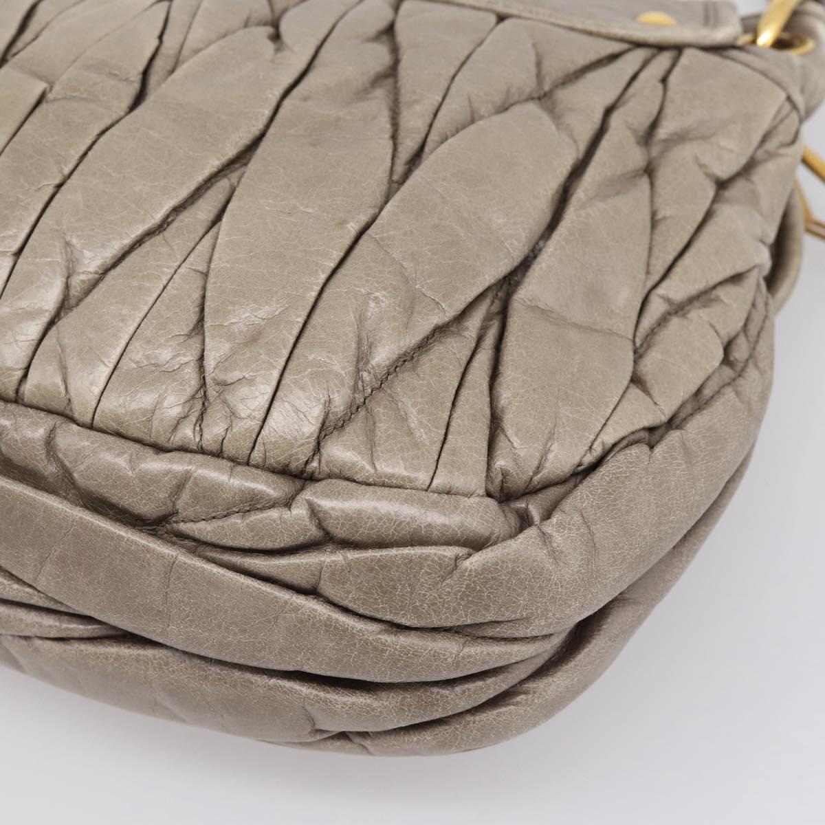 Miu Miu Matelasse Hand Bag Leather 2way Beige Gold Auth 199433V
