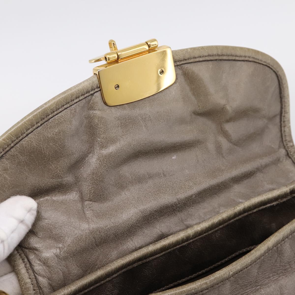 Miu Miu Matelasse Hand Bag Leather 2way Beige Gold Auth 199433V
