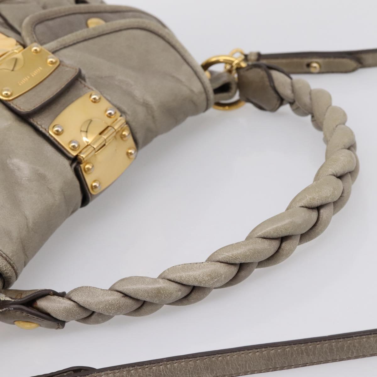 Miu Miu Matelasse Hand Bag Leather 2way Beige Gold Auth 199433V