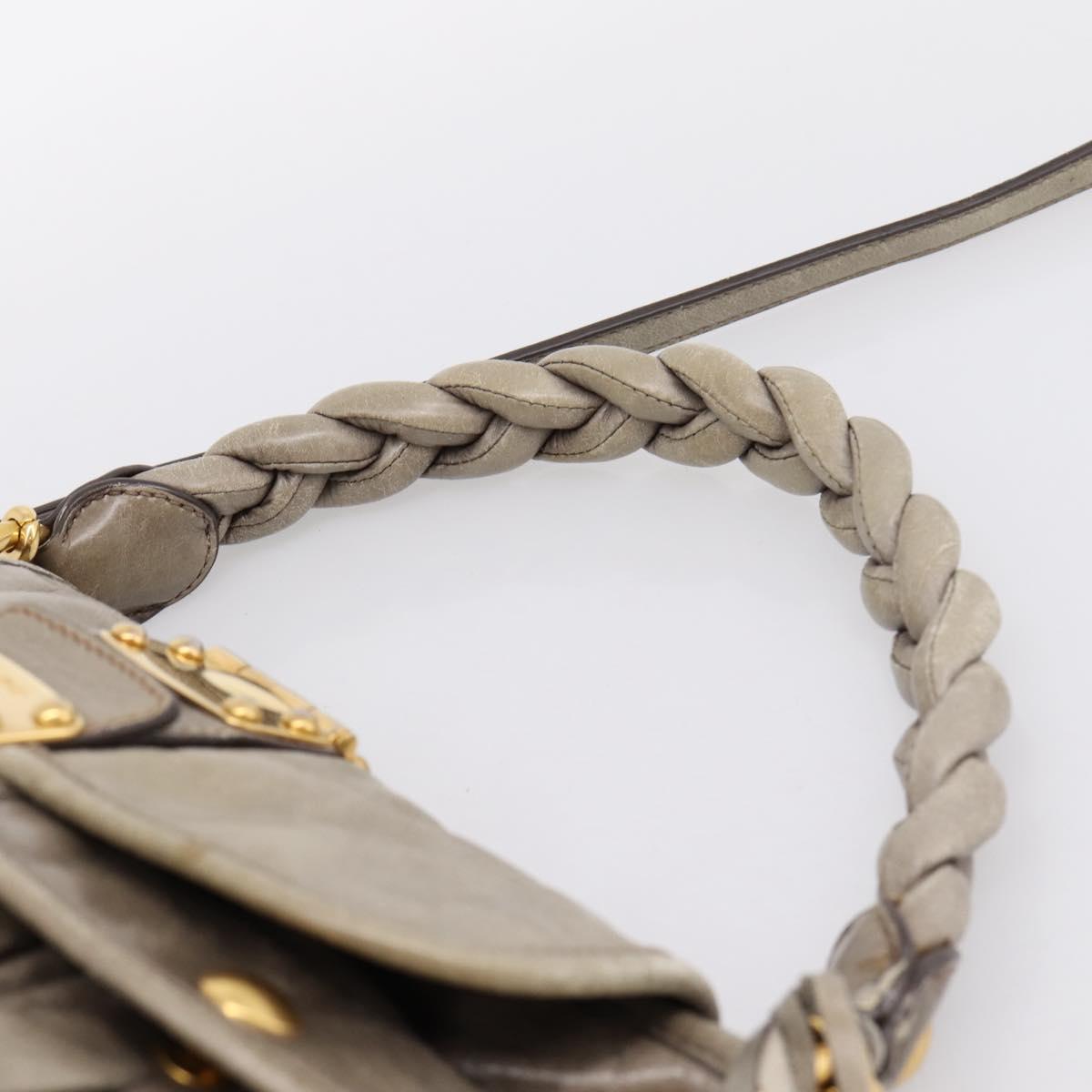 Miu Miu Matelasse Hand Bag Leather 2way Beige Gold Auth 199433V