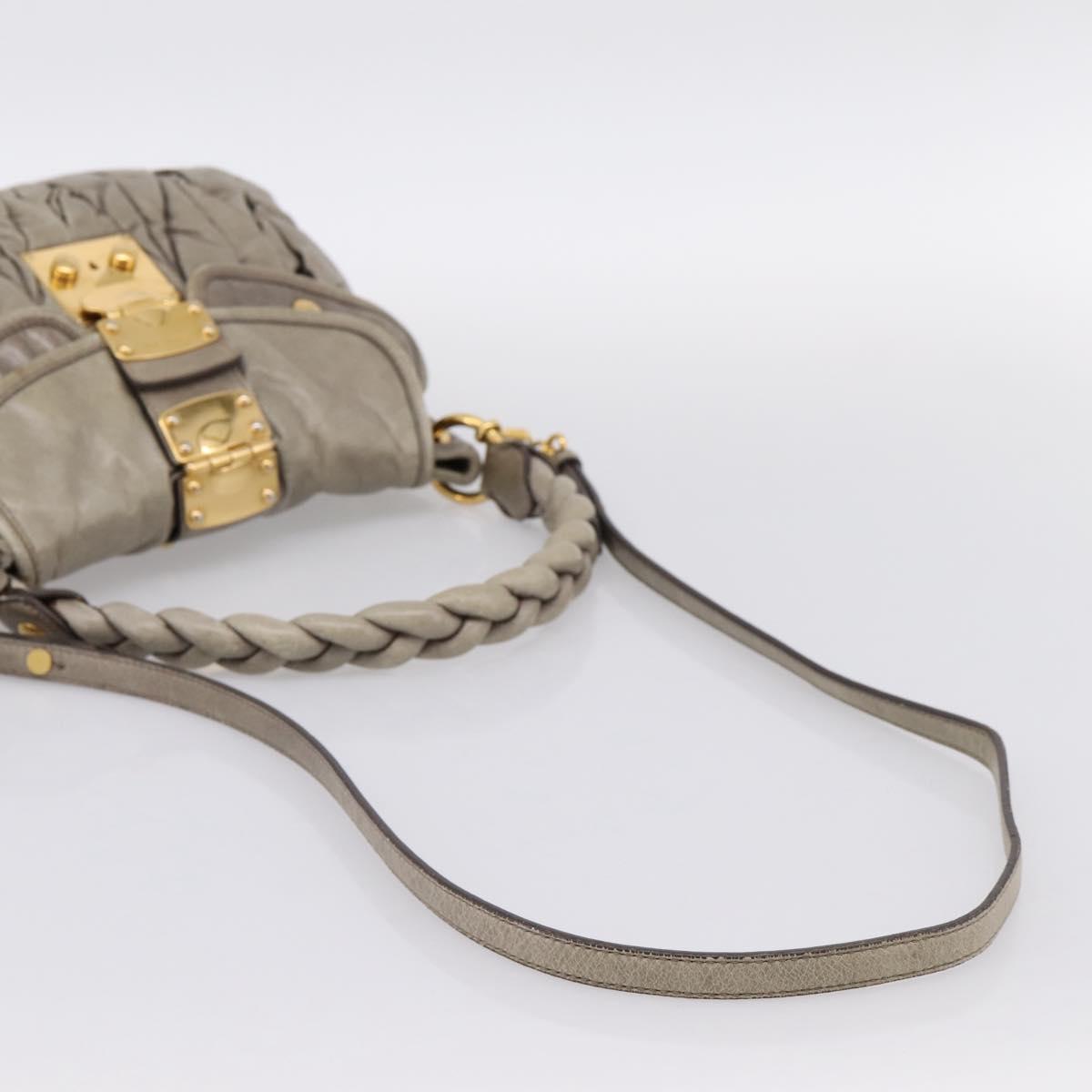 Miu Miu Matelasse Hand Bag Leather 2way Beige Gold Auth 199433V