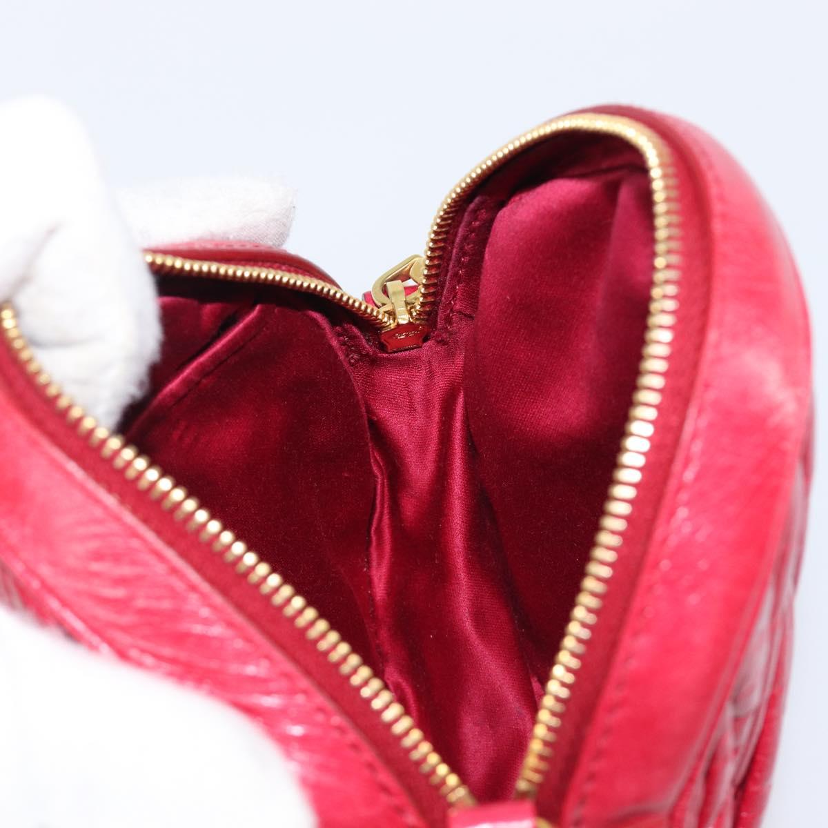 Miu Miu Matelasse Hand Bag Leather Red Gold Auth 199435V
