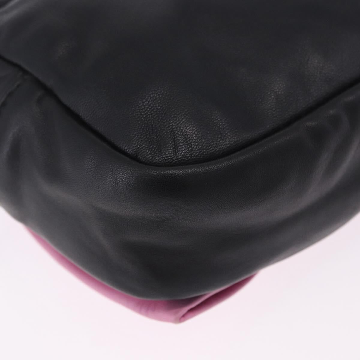 PRADA Ribbon Shoulder Bag Leather Black Pink Auth 199439V