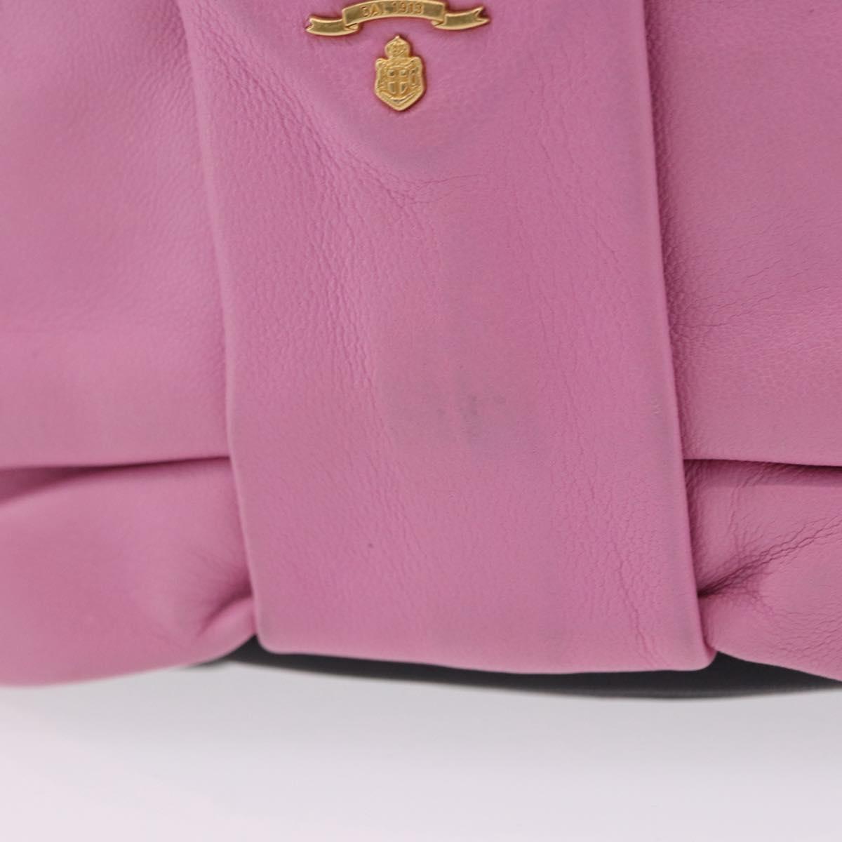 PRADA Ribbon Shoulder Bag Leather Black Pink Auth 199439V