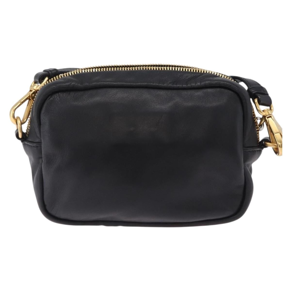 PRADA Ribbon Shoulder Bag Leather Black Pink Auth 199439V