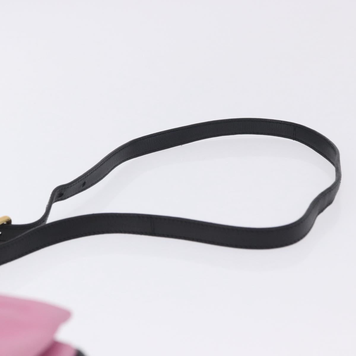 PRADA Ribbon Shoulder Bag Leather Black Pink Auth 199439V