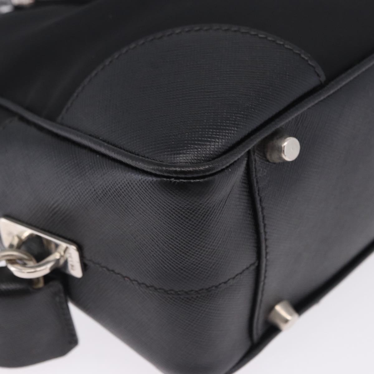 PRADA Hand Bag Nylon Black Silver Auth 199441V