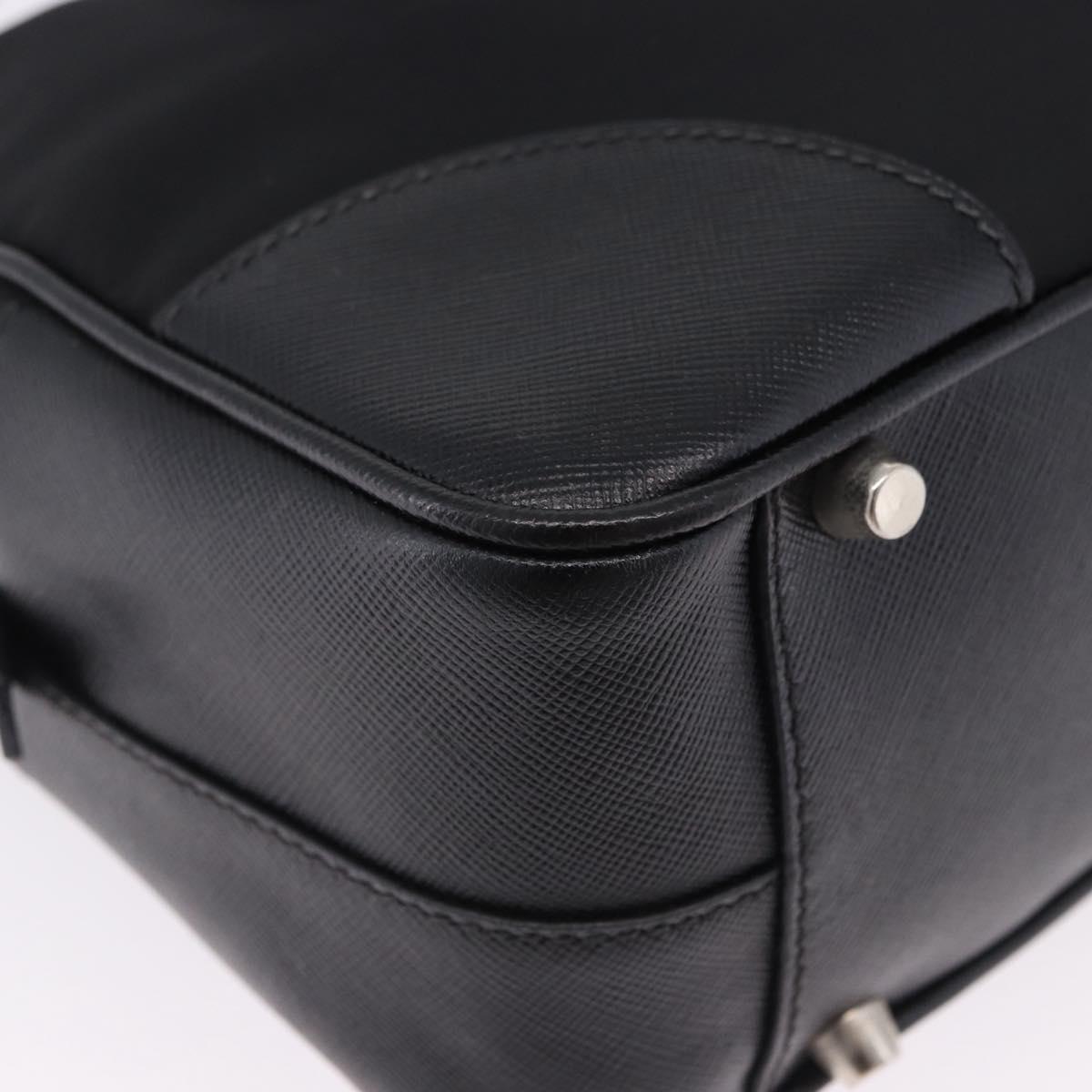 PRADA Hand Bag Nylon Black Silver Auth 199441V