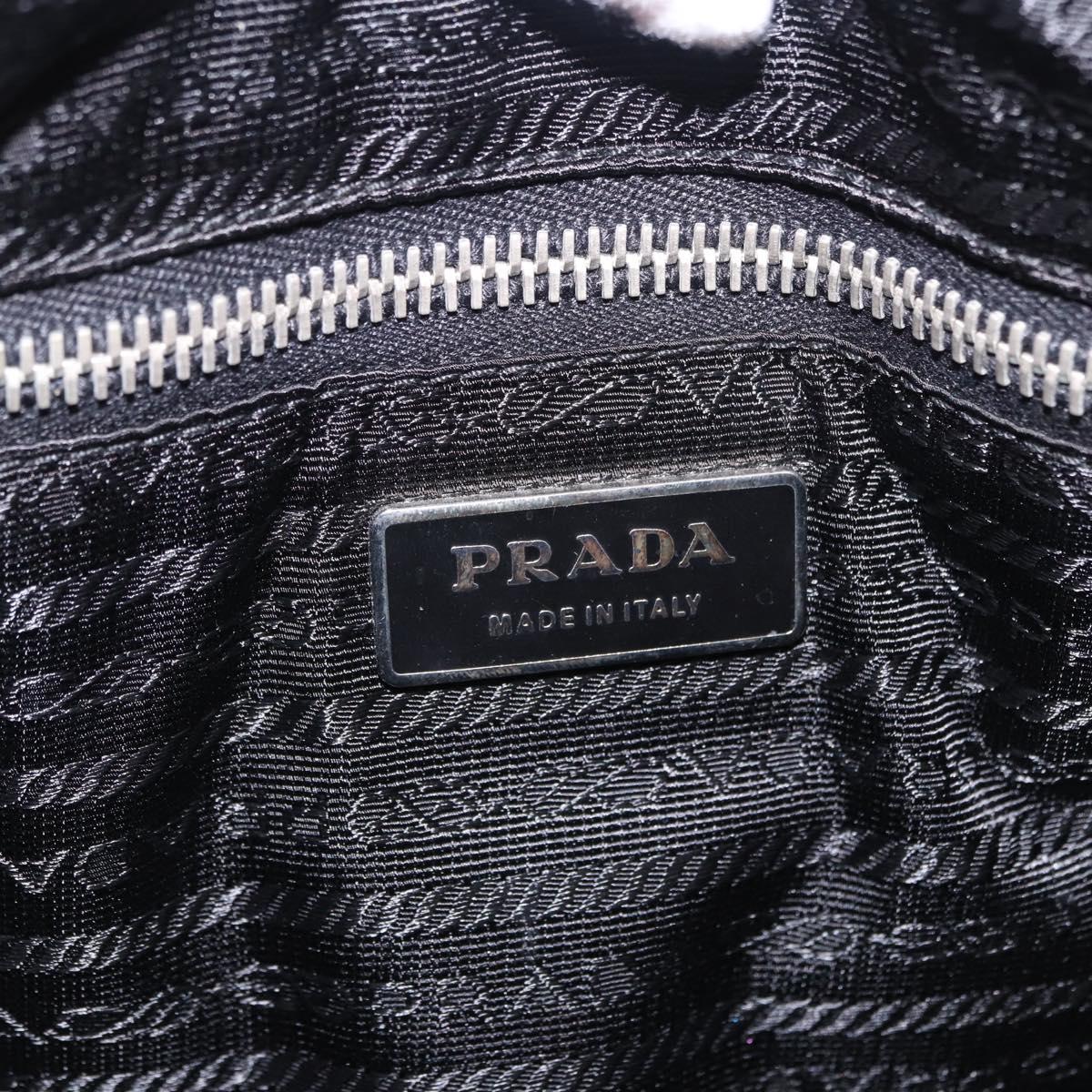 PRADA Hand Bag Nylon Black Silver Auth 199441V