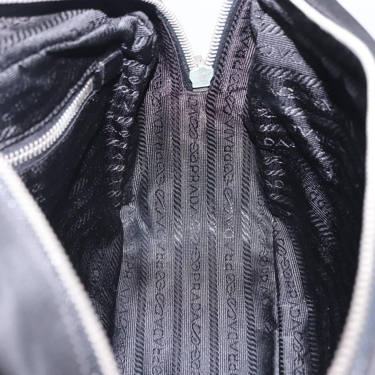 PRADA Hand Bag Nylon Black Silver Auth 199441V