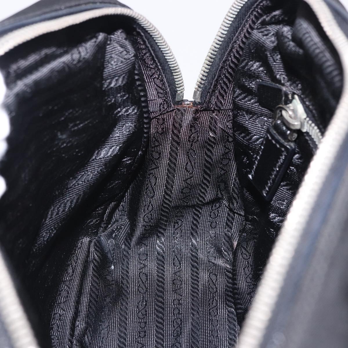 PRADA Hand Bag Nylon Black Silver Auth 199441V