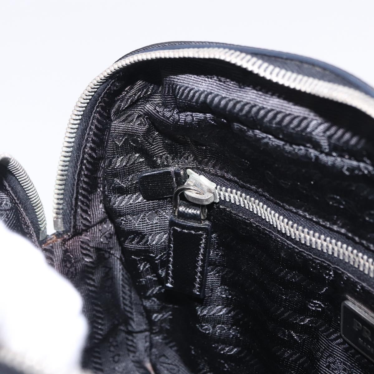 PRADA Hand Bag Nylon Black Silver Auth 199441V