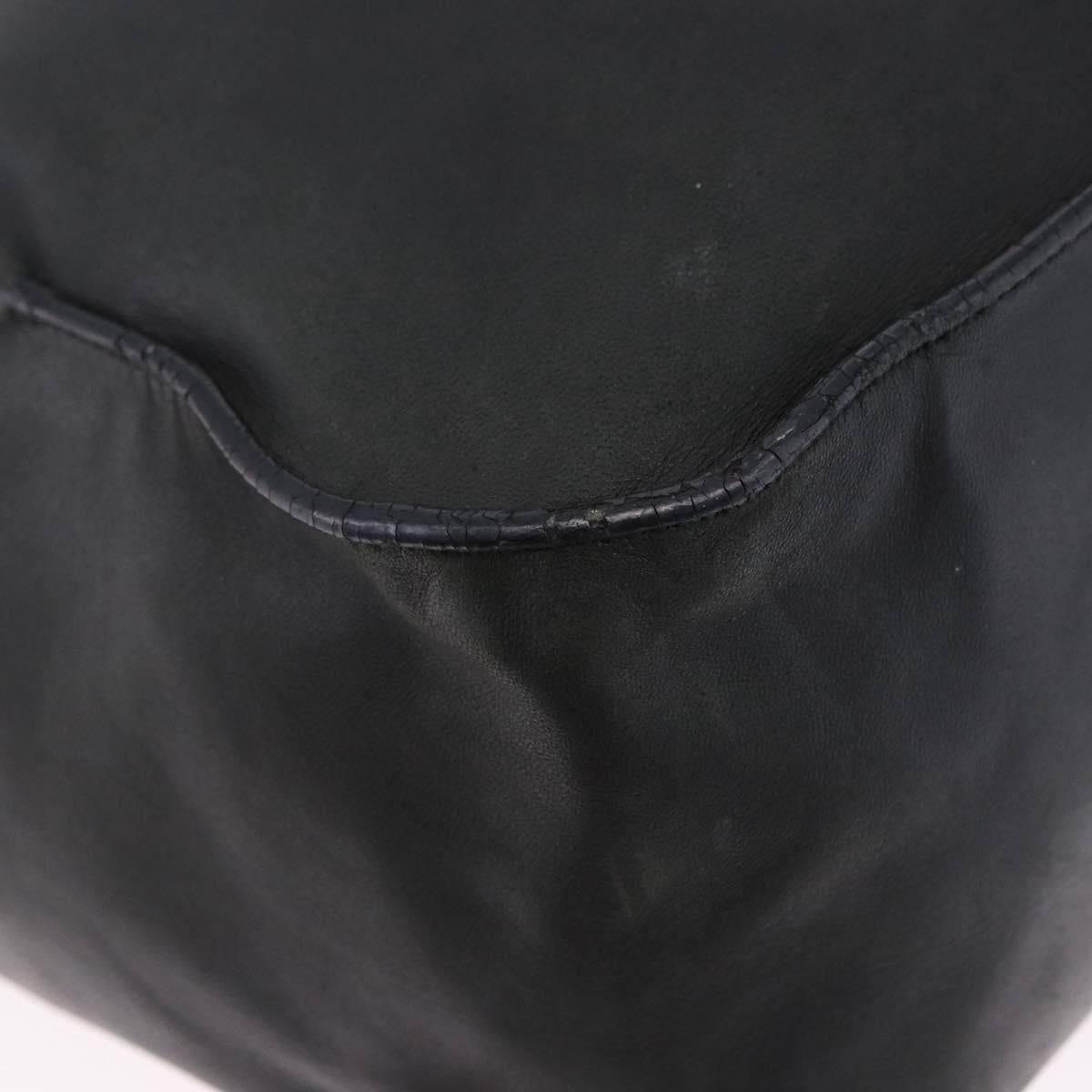 PRADA Tote Bag Leather Black Silver Auth 199442V