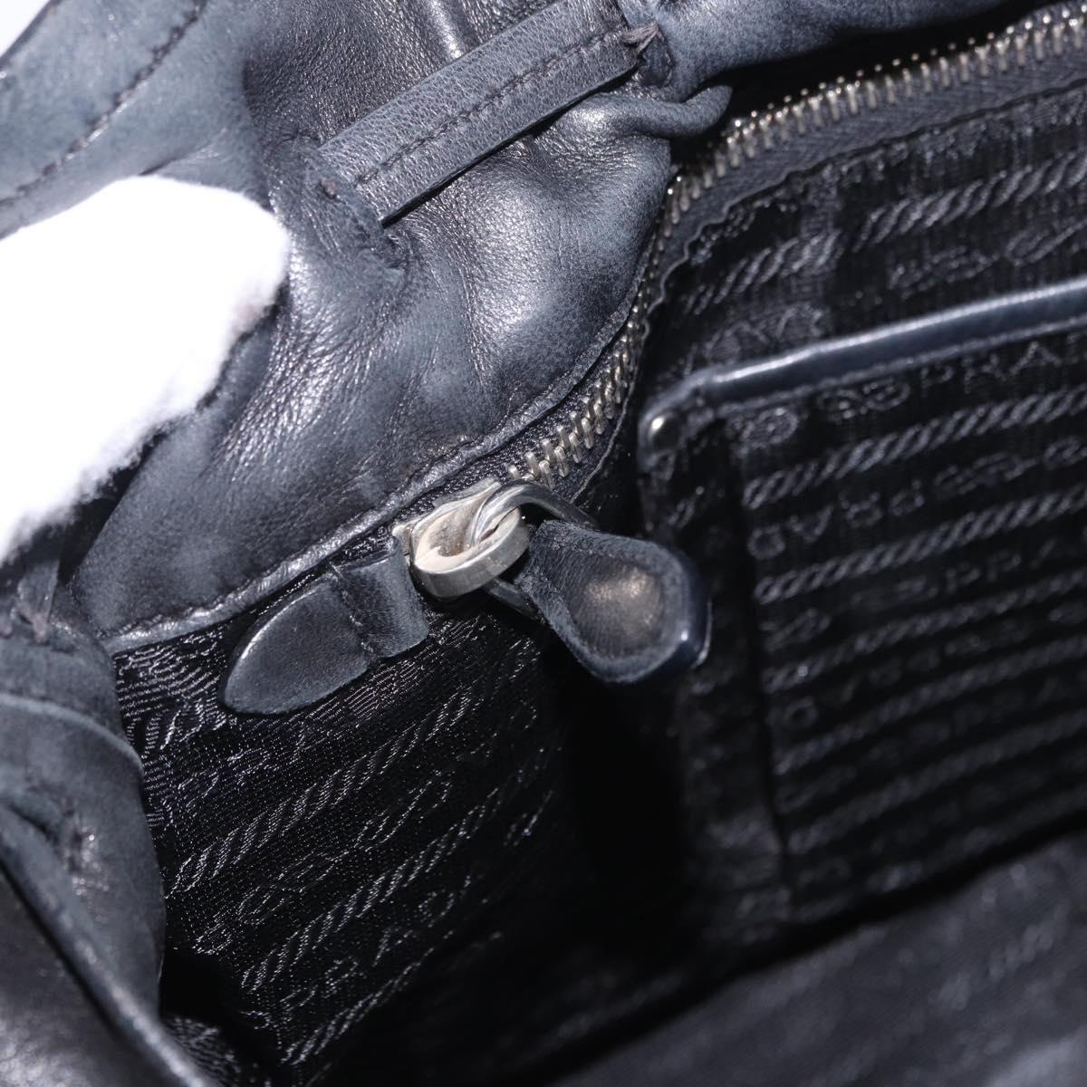 PRADA Tote Bag Leather Black Silver Auth 199442V