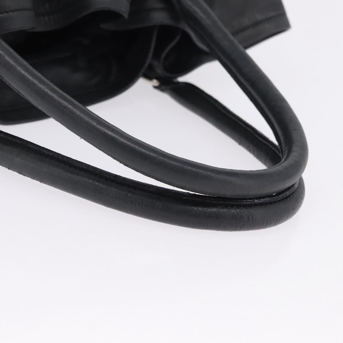 PRADA Tote Bag Leather Black Silver Auth 199442V