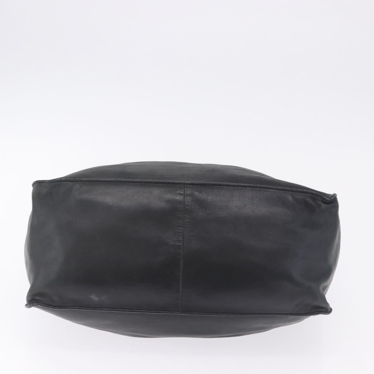 PRADA Tote Bag Leather Black Silver Auth 199442V