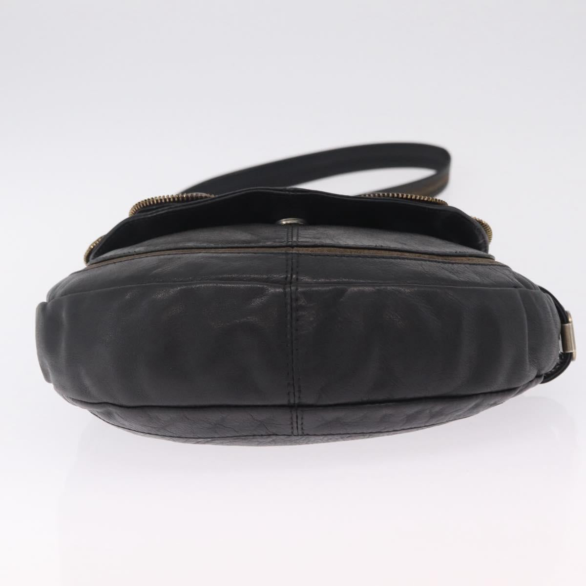 See By Chloe Shoulder Bag Leather Black Gold Tone Auth 199443