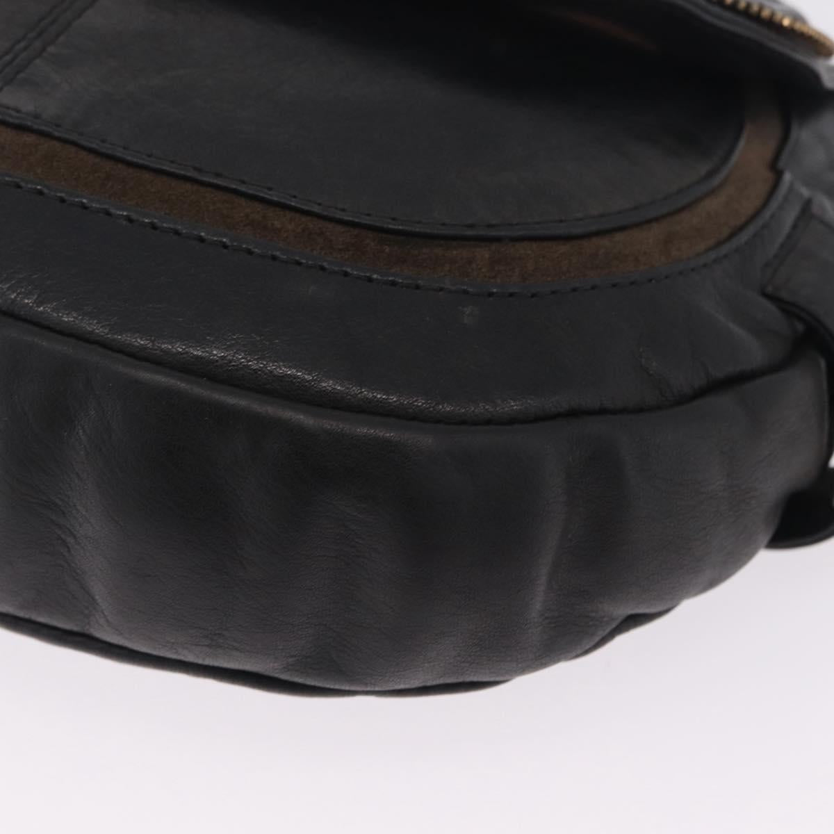 See By Chloe Shoulder Bag Leather Black Gold Tone Auth 199443