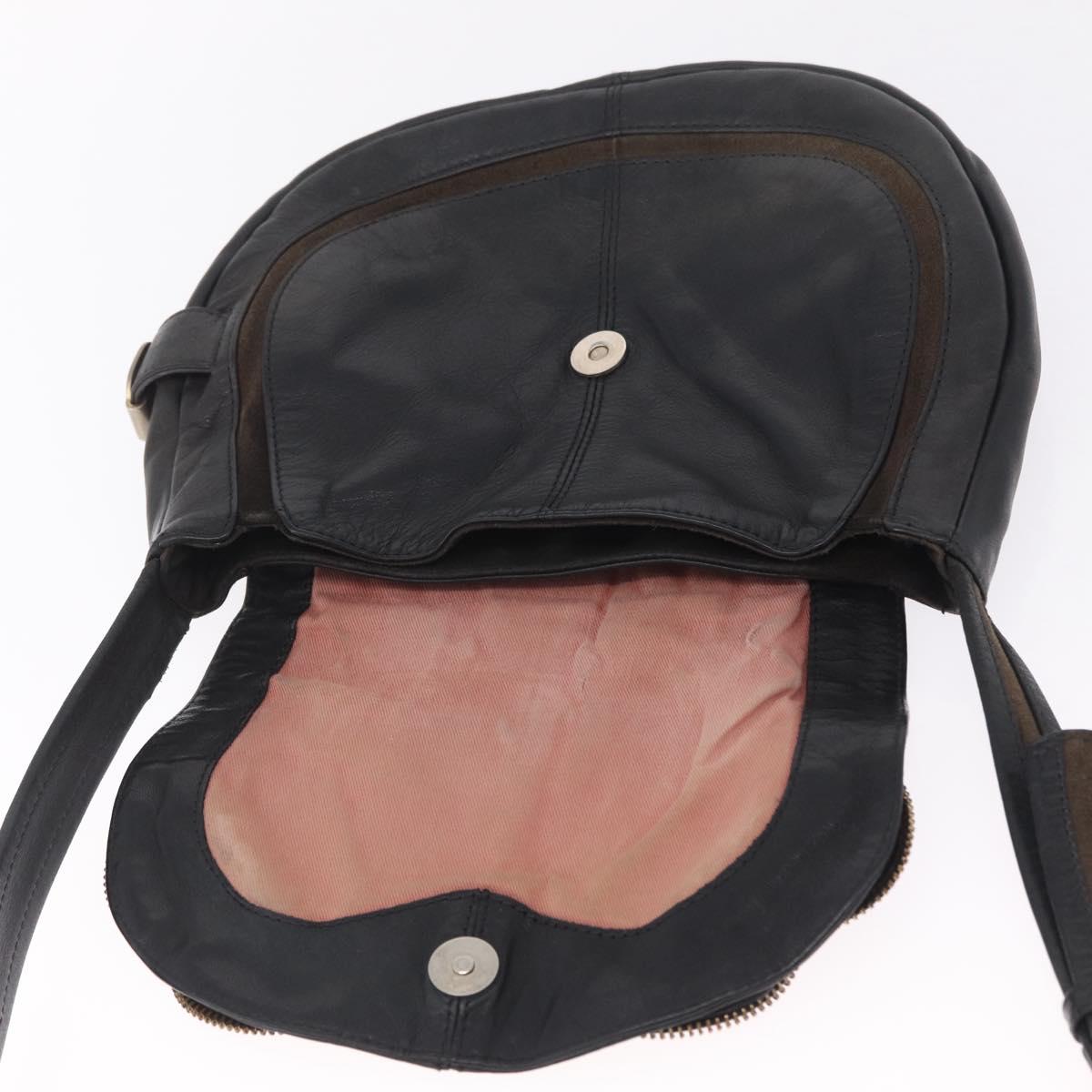 See By Chloe Shoulder Bag Leather Black Gold Tone Auth 199443