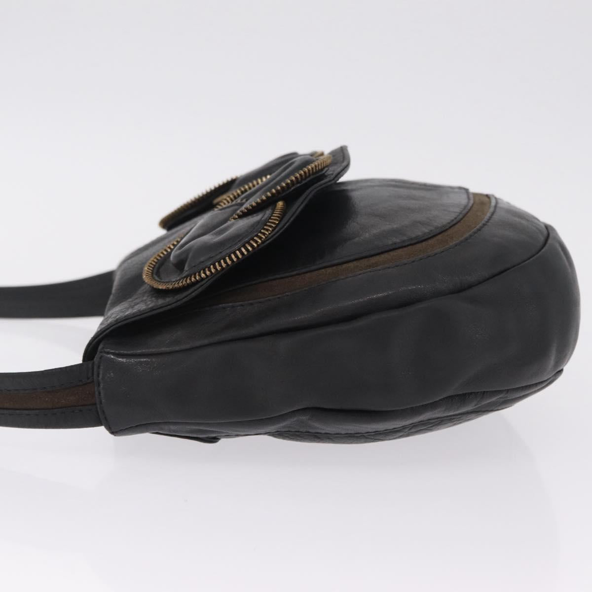 See By Chloe Shoulder Bag Leather Black Gold Tone Auth 199443