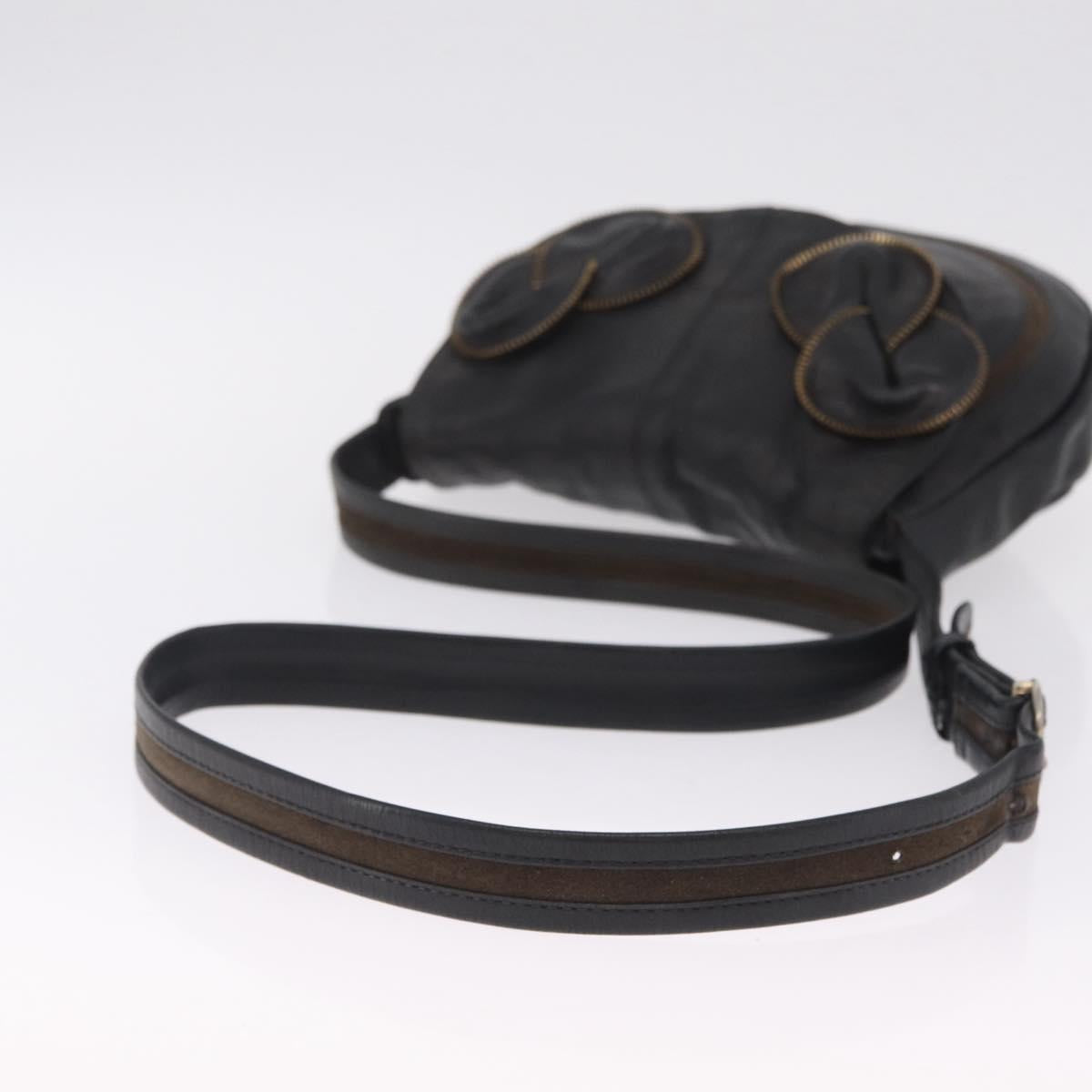 See By Chloe Shoulder Bag Leather Black Gold Tone Auth 199443