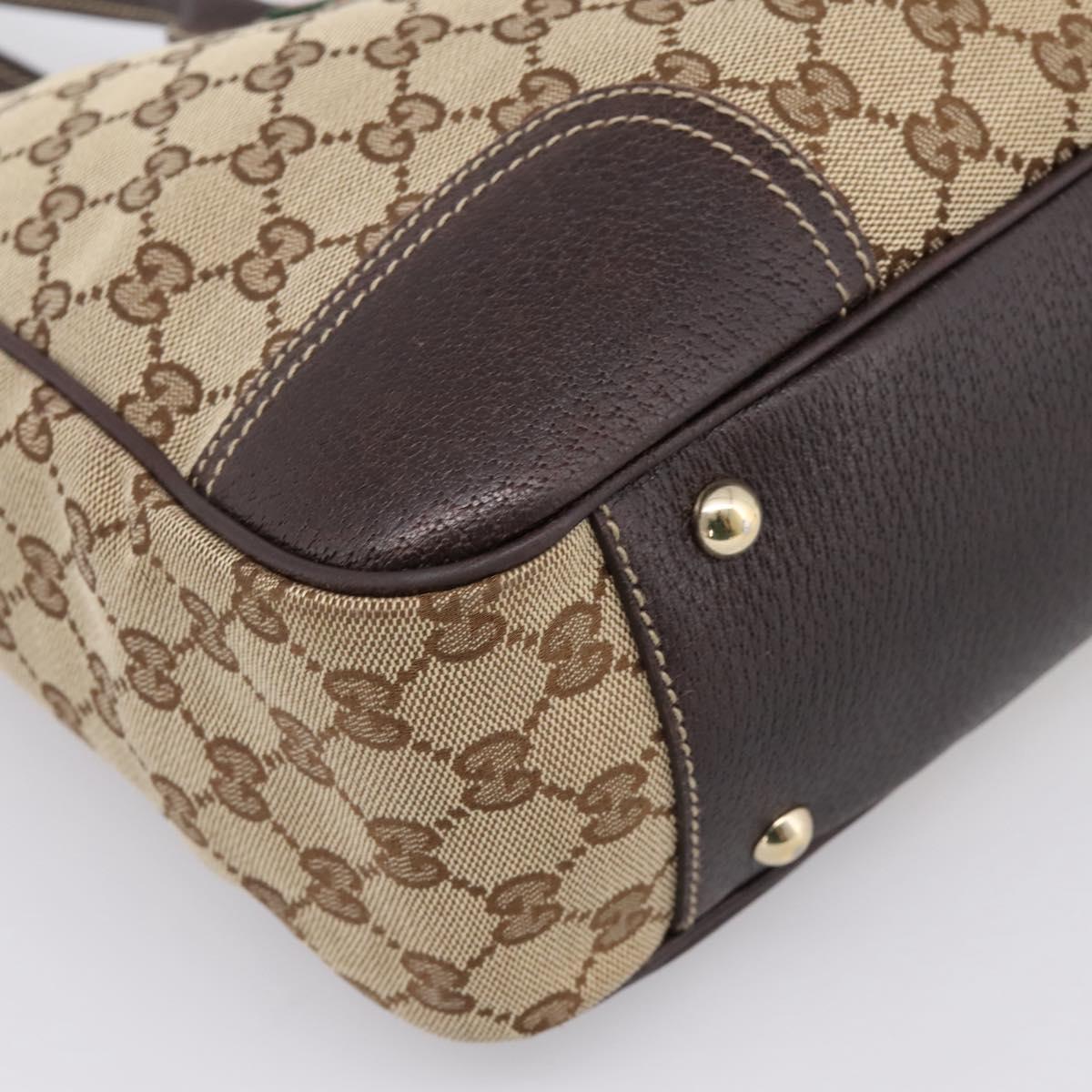 GUCCI GG Canvas Web Sherry Line Princi Tote Bag Beige Gold 163805 Auth 199444V