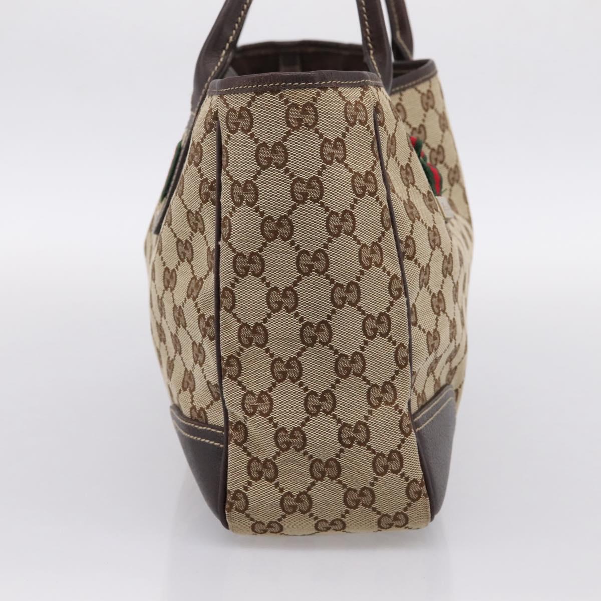 GUCCI GG Canvas Web Sherry Line Princi Tote Bag Beige Gold 163805 Auth 199444V