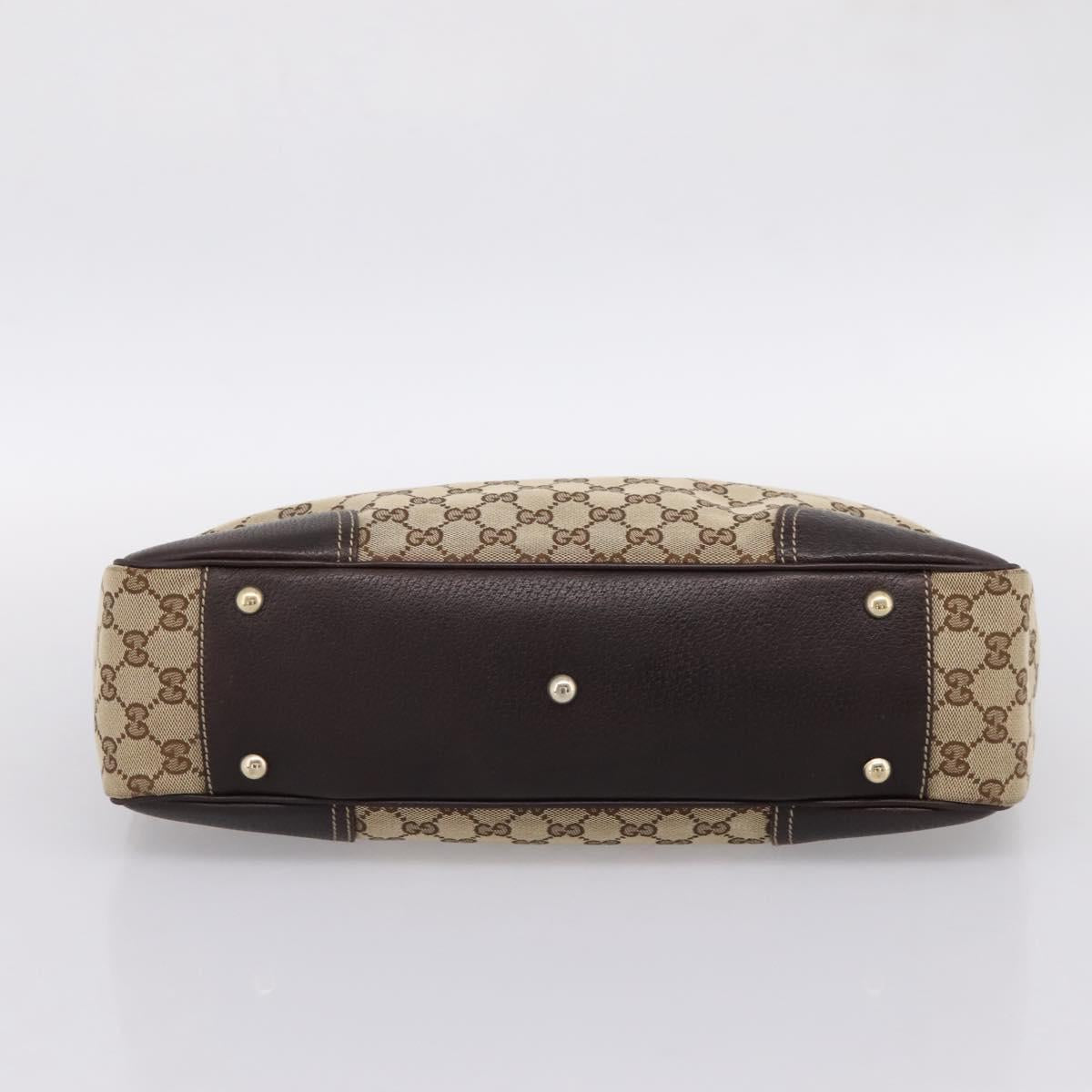 GUCCI GG Canvas Web Sherry Line Princi Tote Bag Beige Gold 163805 Auth 199444V