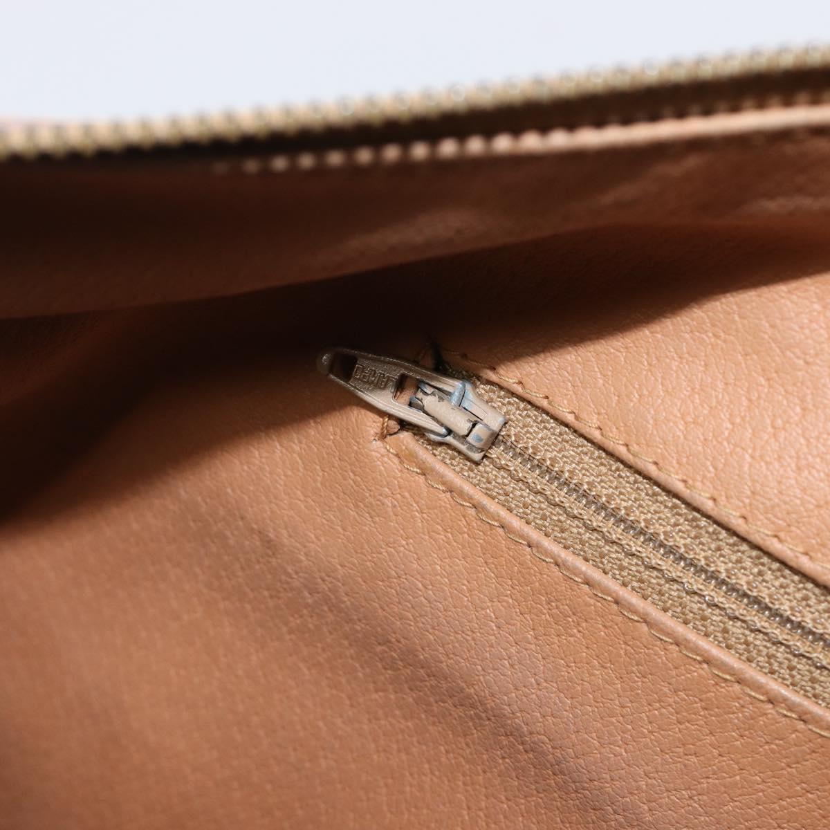 CELINE Macadam Canvas Boston Bag PVC Leather Brown Gold Auth 199445
