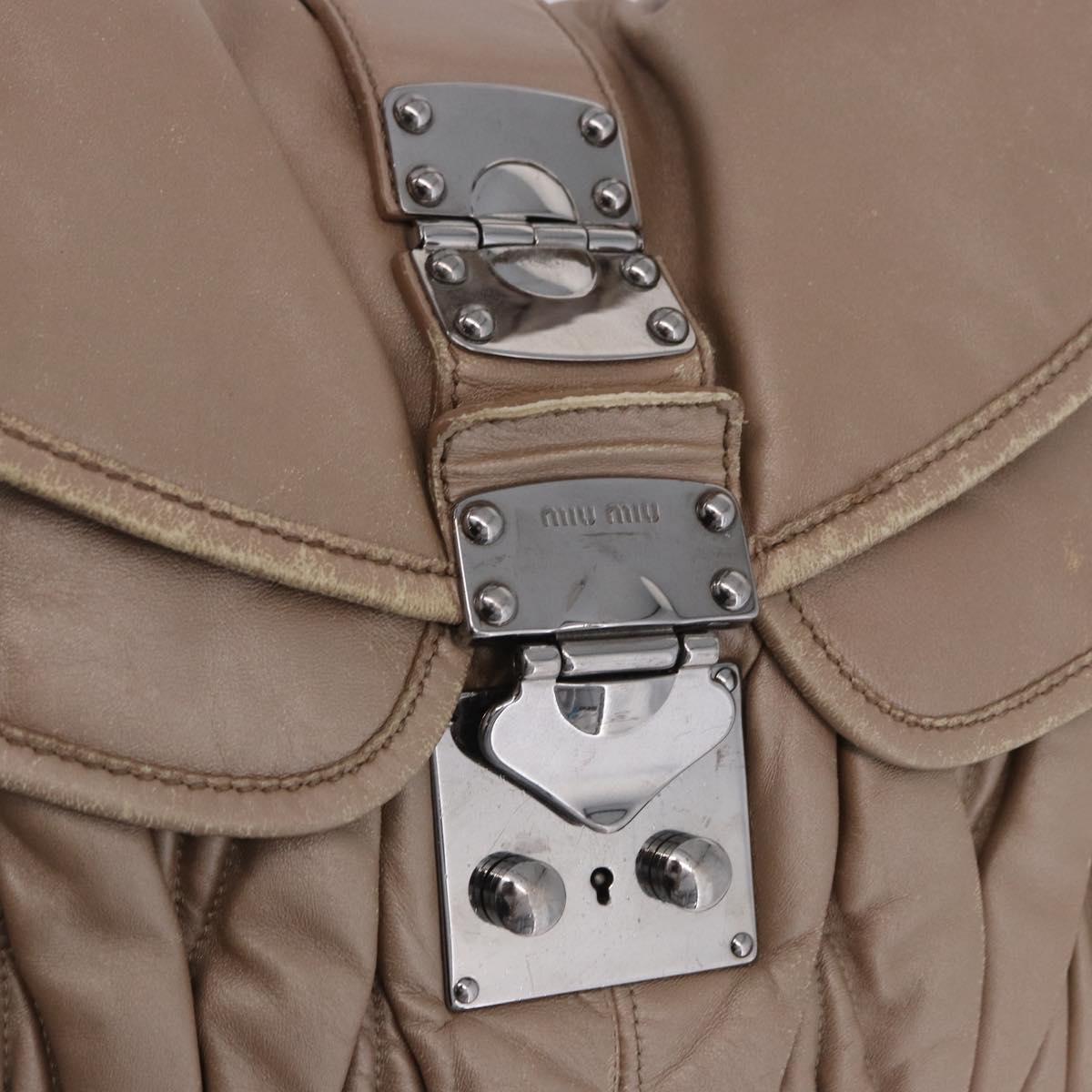 Miu Miu Matelasse Hand Bag Beige Silver Auth 199449