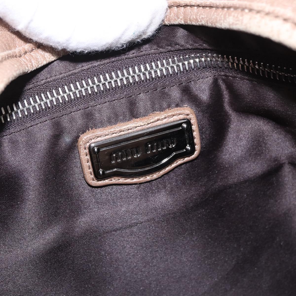 Miu Miu Matelasse Hand Bag Beige Silver Auth 199449