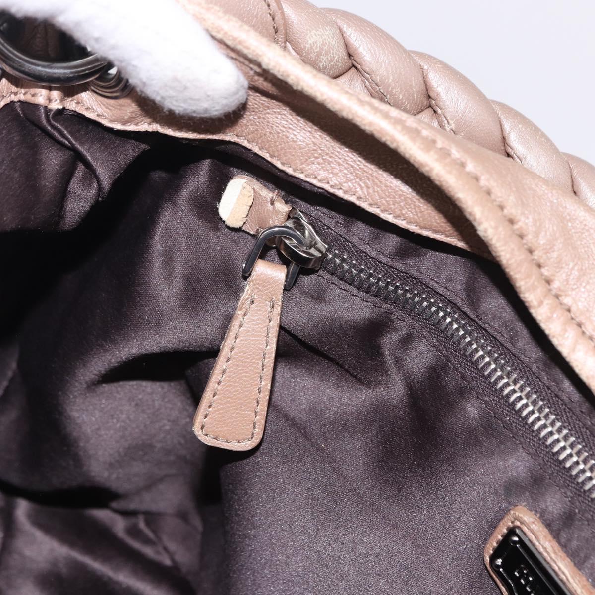 Miu Miu Matelasse Hand Bag Beige Silver Auth 199449