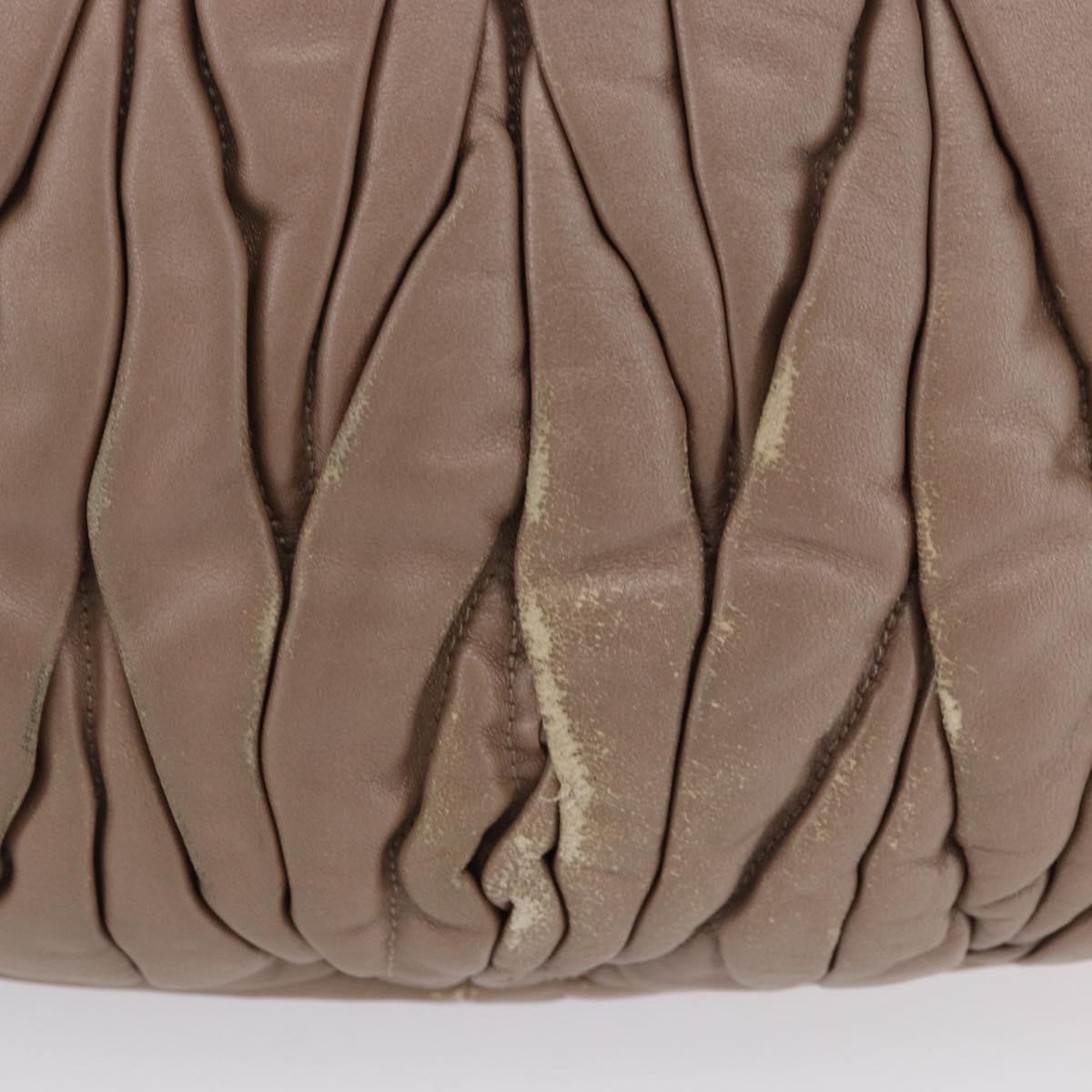 Miu Miu Matelasse Hand Bag Beige Silver Auth 199449